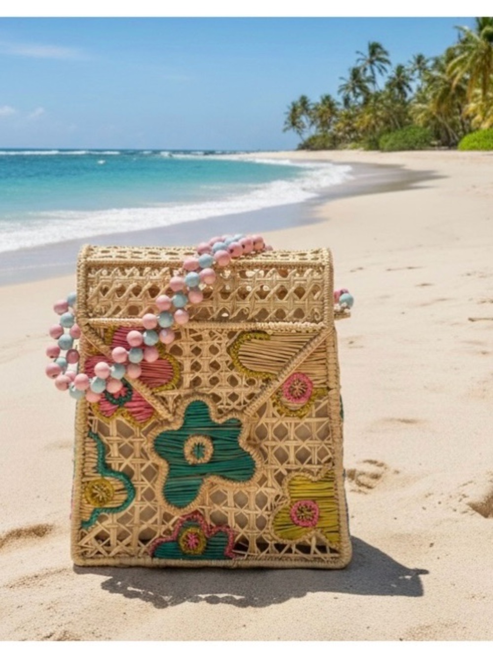MERCEDES SALAZAR The Leafy Pink Raffia Bag - Picture 9 of 9